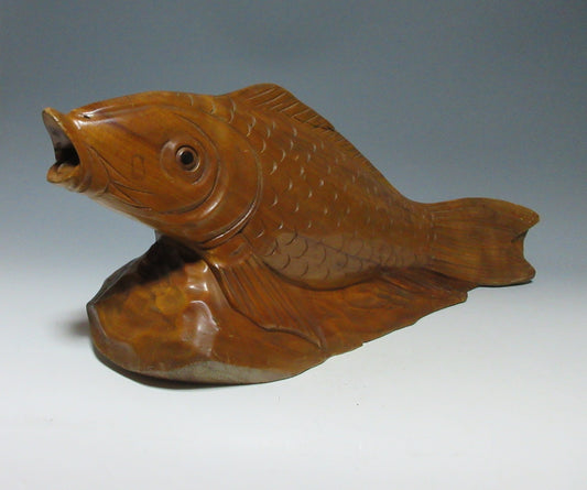 HUGE Ittobori Koi Wood Carving