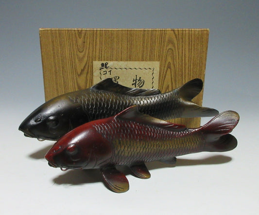 Pair of Meoto Koi Okimono