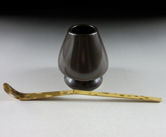 Iron Glaze Kusenaoshi and Shimitake Chashaku Set