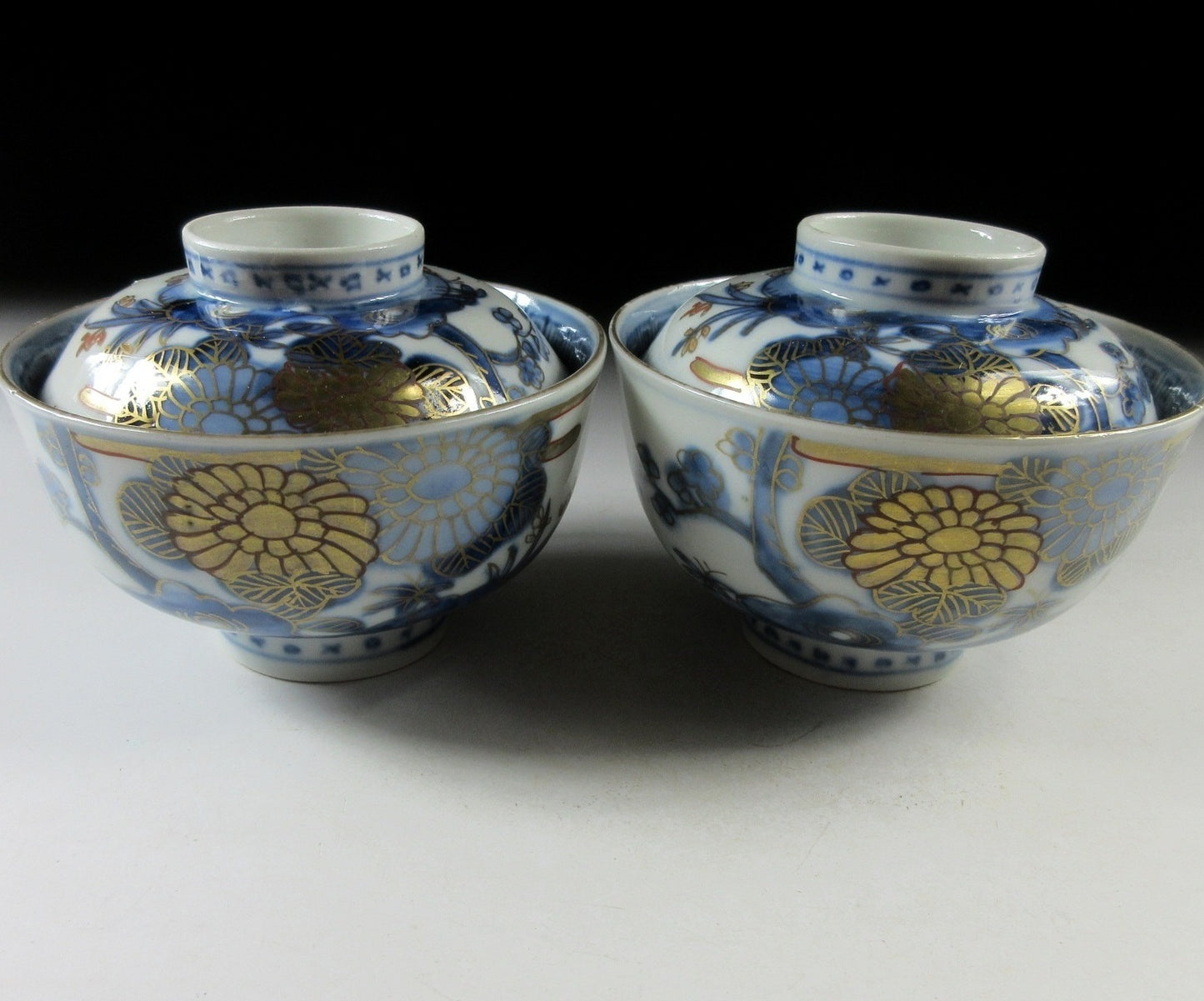 Antique Imari Lidded Bowls
