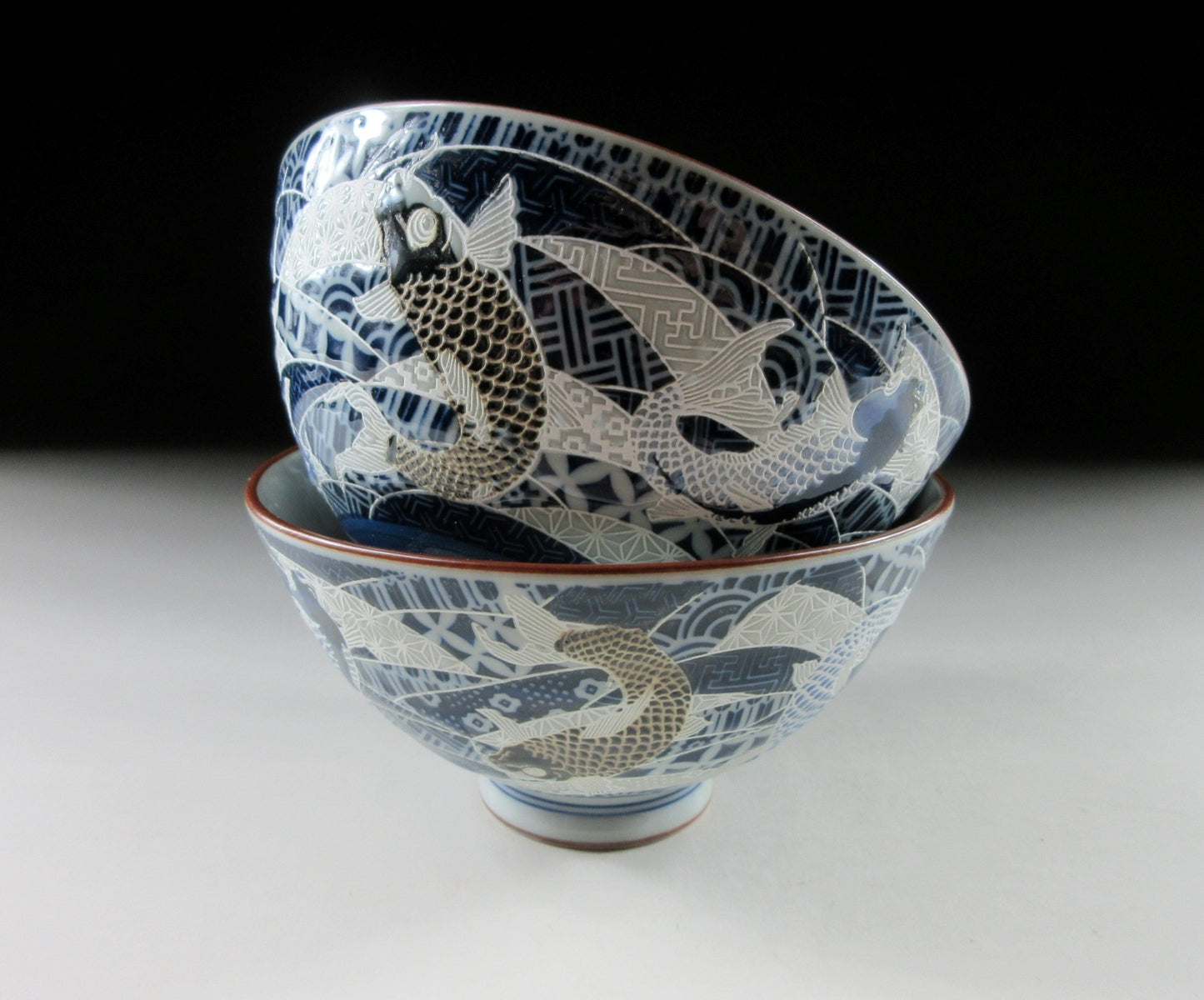 Mino-ware Koi Bowl Pair #2