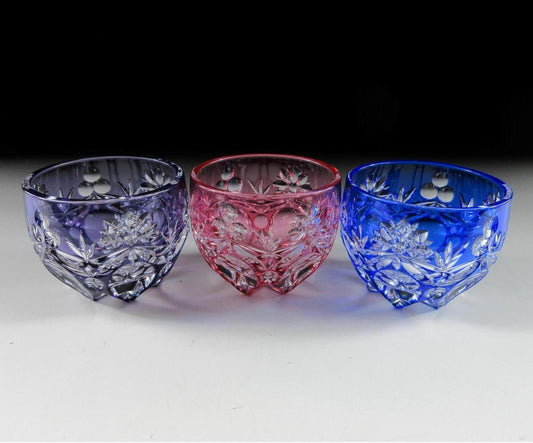 Set of Three Small Edo Kiriko Sake Glasses