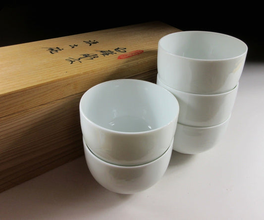Inoue Manji Hakuji Glaze Porcelain Tea Cups