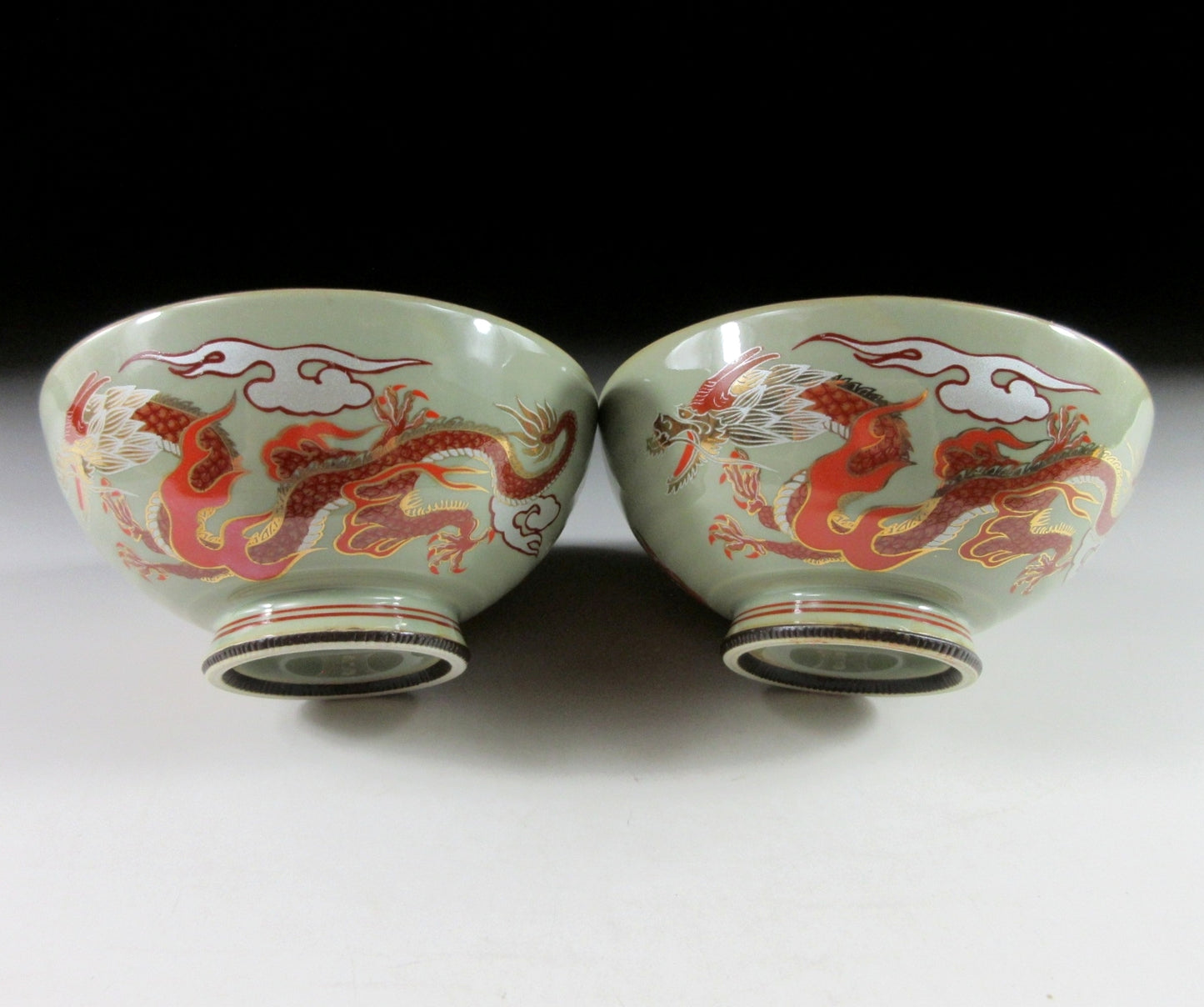 Pair of Celadon Glaze Rice Bowls