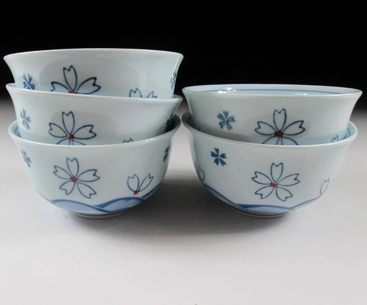 Sakura and Wave Pattern Sencha Cups