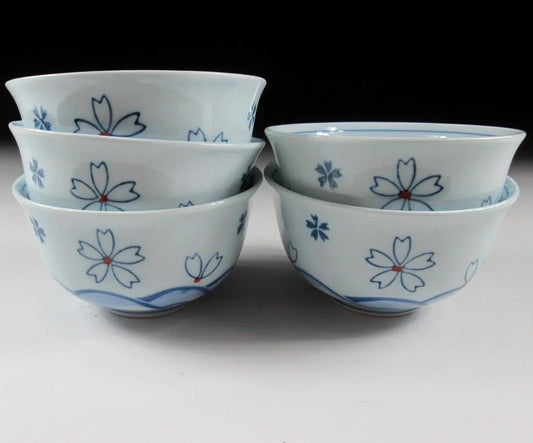 Sakura and Wave Pattern Sencha Cups