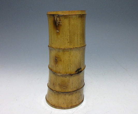 Japanese Bamboo Vase with Red Lacquer Interior