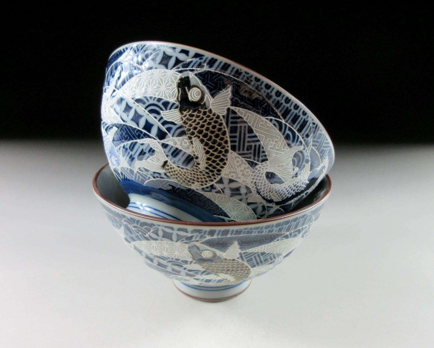Mino-ware Koi Bowl Pair #1