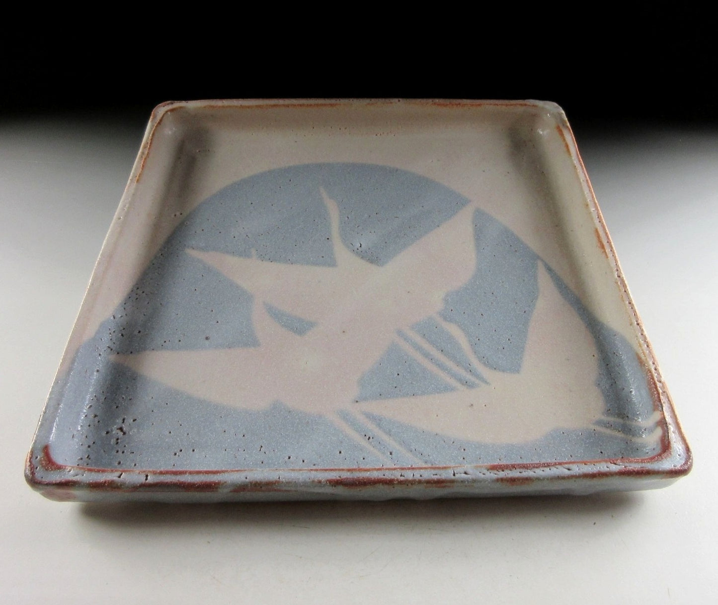 Andou Hidetake Shino Glaze Crane Plate