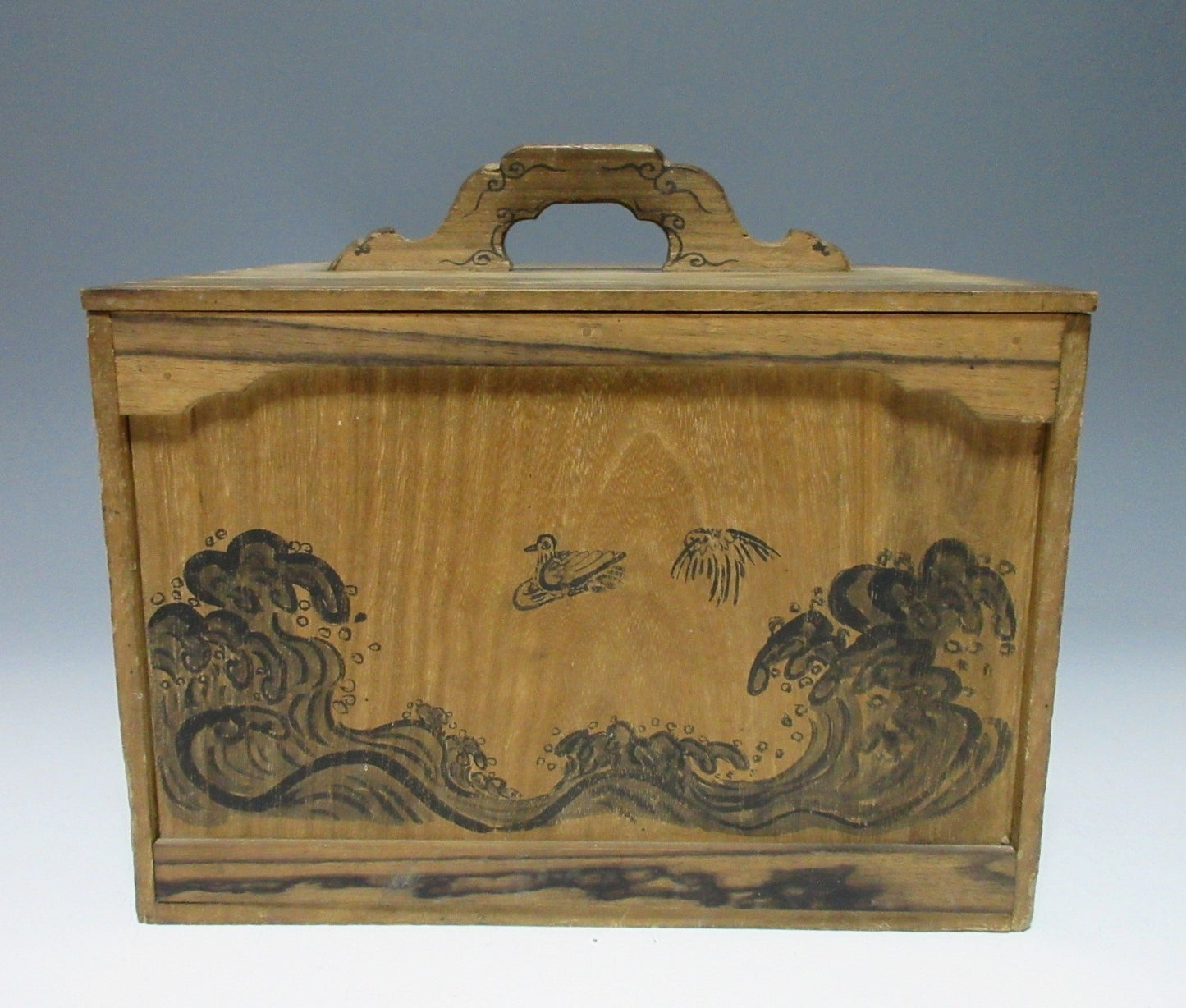 Antique Tenpo Era Hand-Painted Carry Box