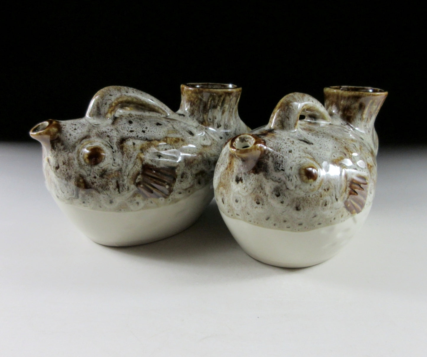 Pair of Vintage Fugu Tokkuri
