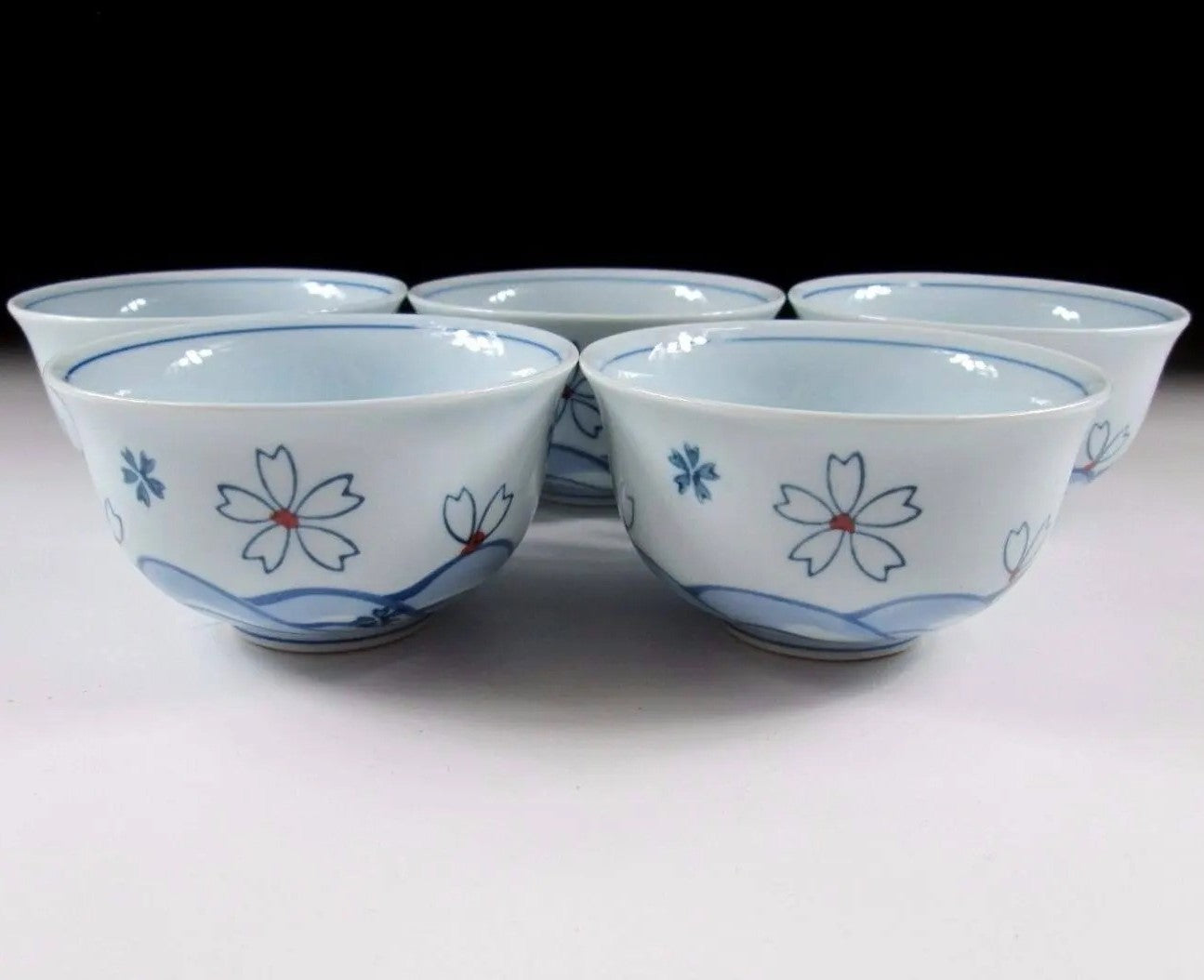 Sakura and Wave Pattern Sencha Cups