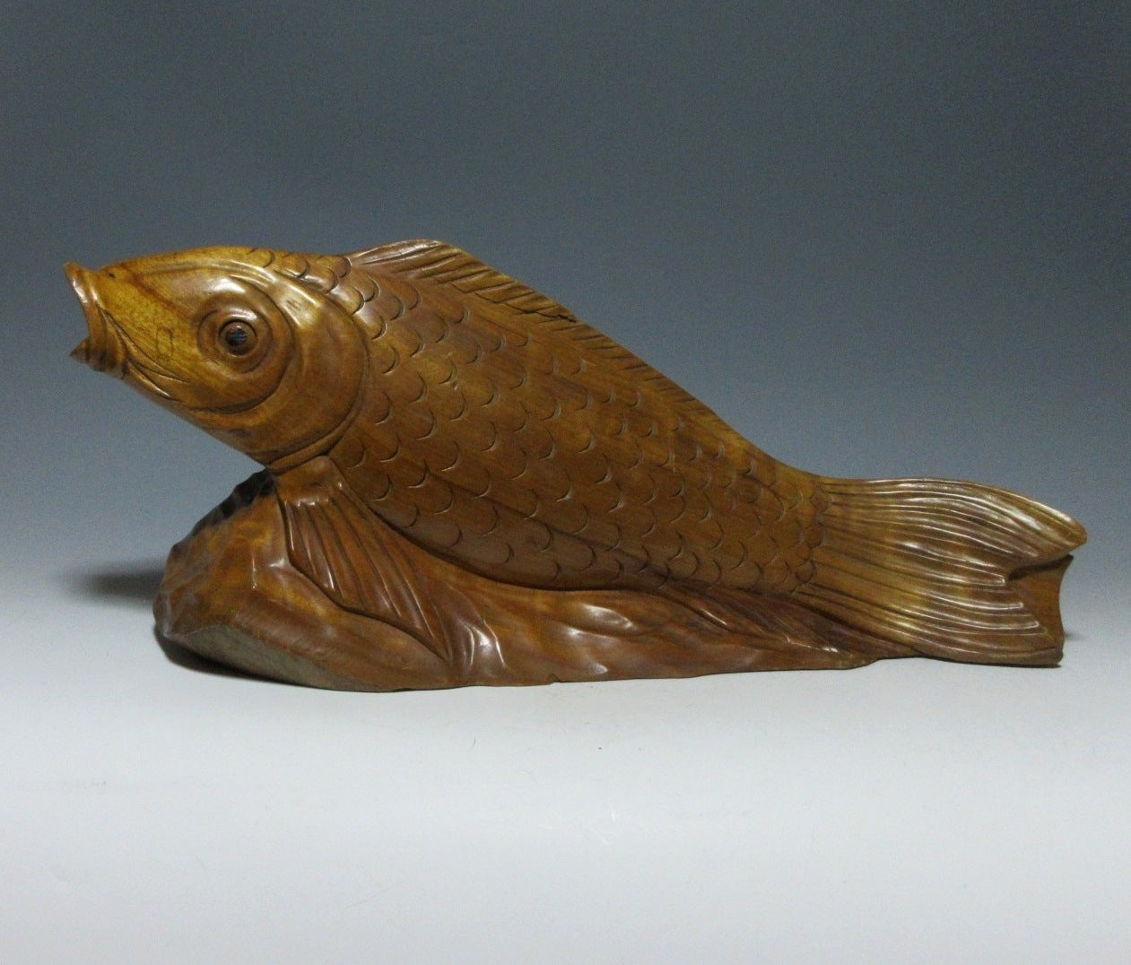 HUGE Ittobori Koi Wood Carving
