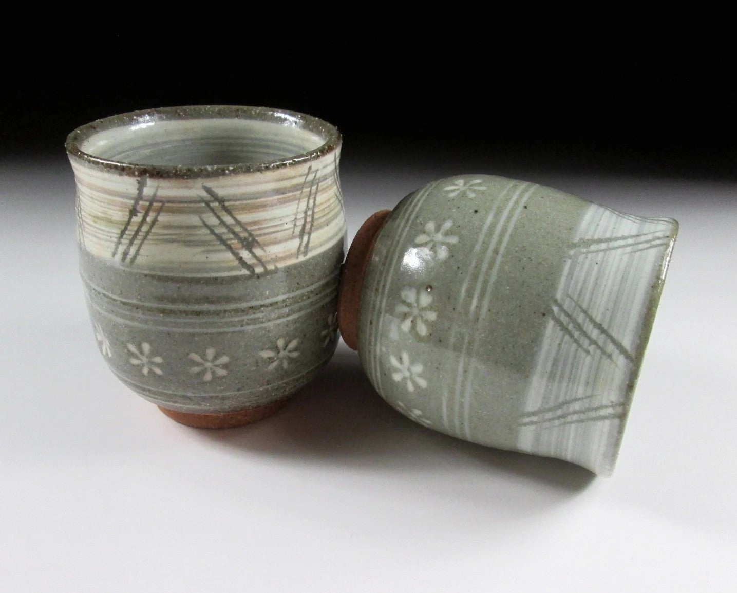 Kyo-ware Mishima Yunomi Tea Cups