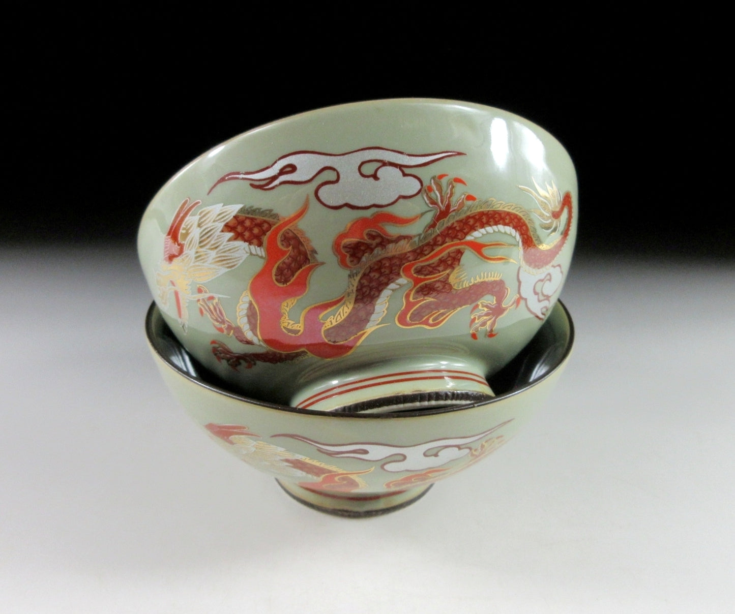 Pair of Celadon Glaze Rice Bowls
