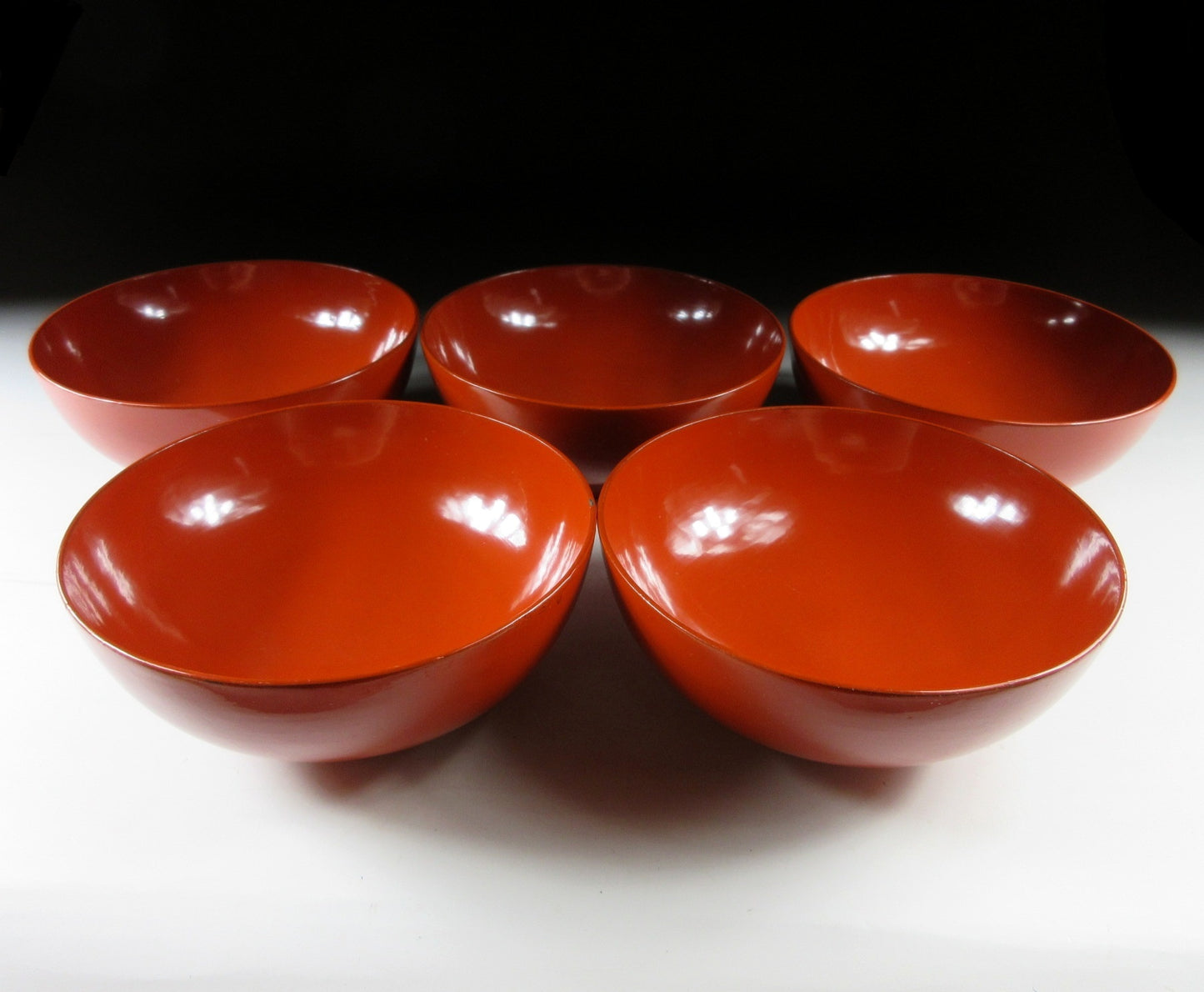 Set of Five Urushi Peony Bowls