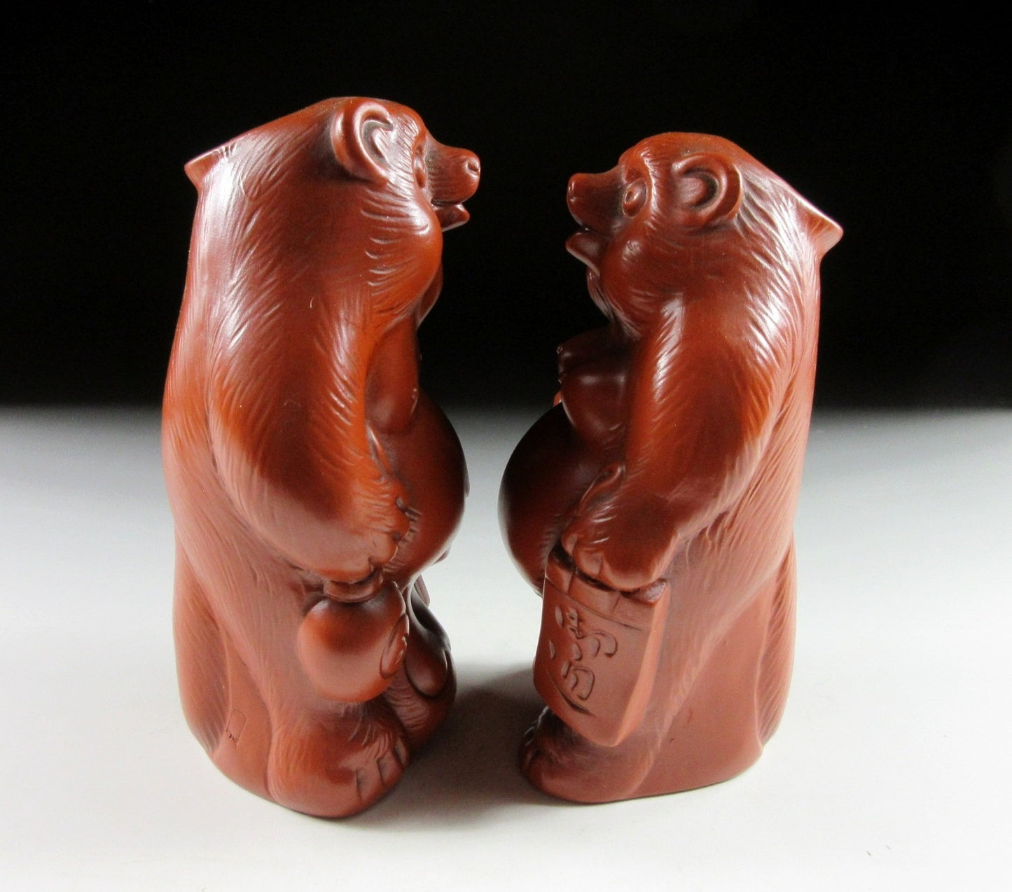 Pair of Tokoname-ware Tanuki Tokkuri