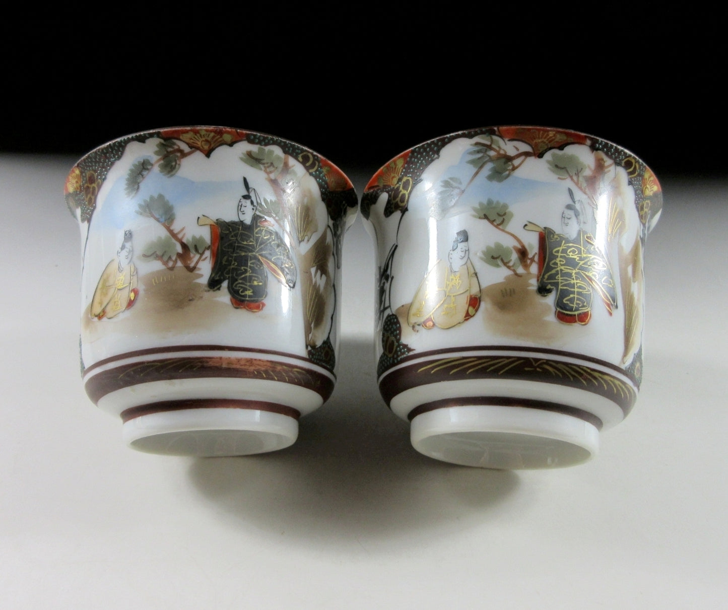 Pair of Antique Kutani-ware Soba Cups