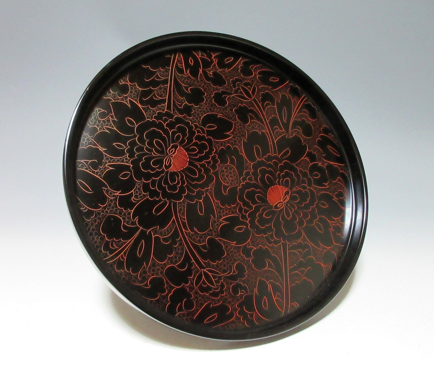 Echizen Lacquerware Botan-bori Tray
