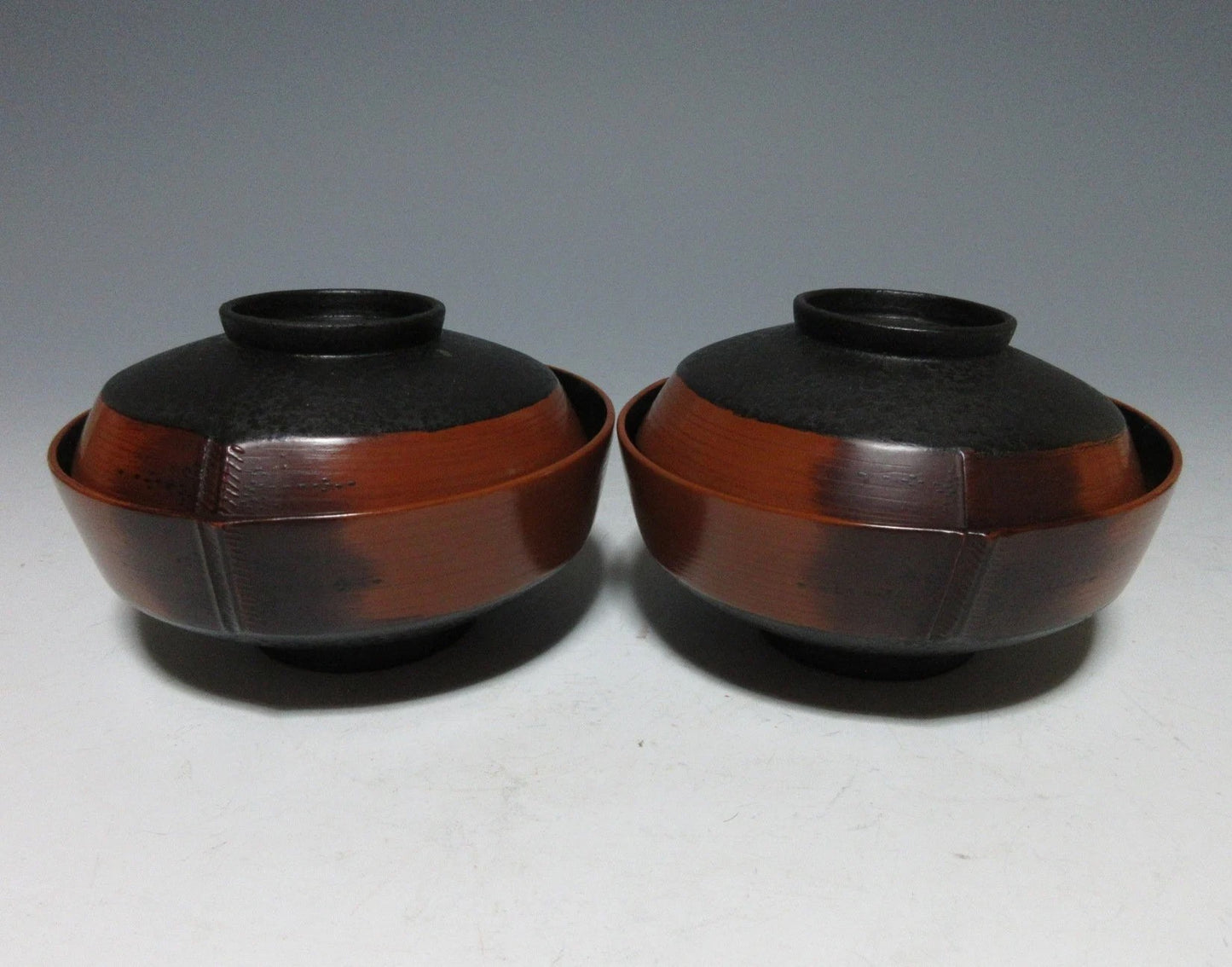 Pair of Niigata Take-nuri Lacquerware Bowls