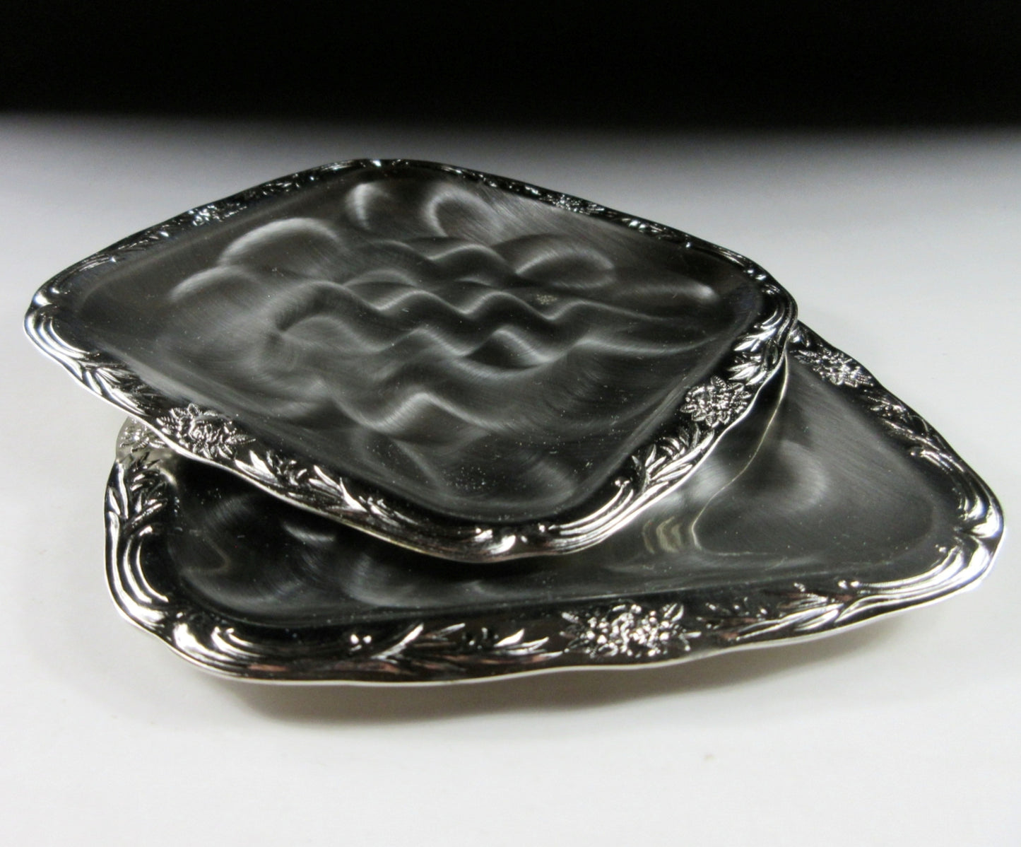 Pair of Swirl Brushed Vanity Trays/Plates
