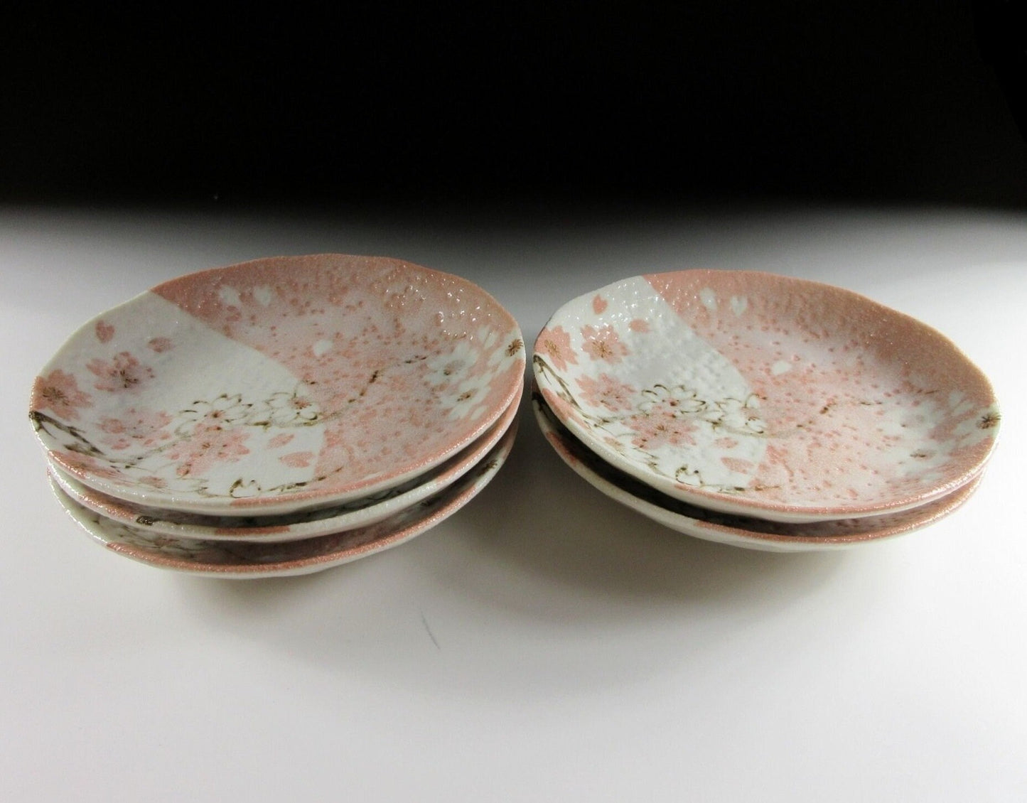 Set of Five Small Shino Glaze Plates