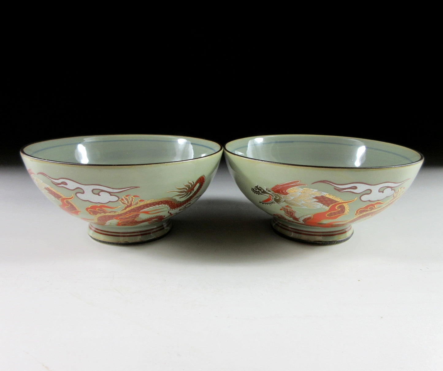 Pair of Celadon Glaze Rice Bowls