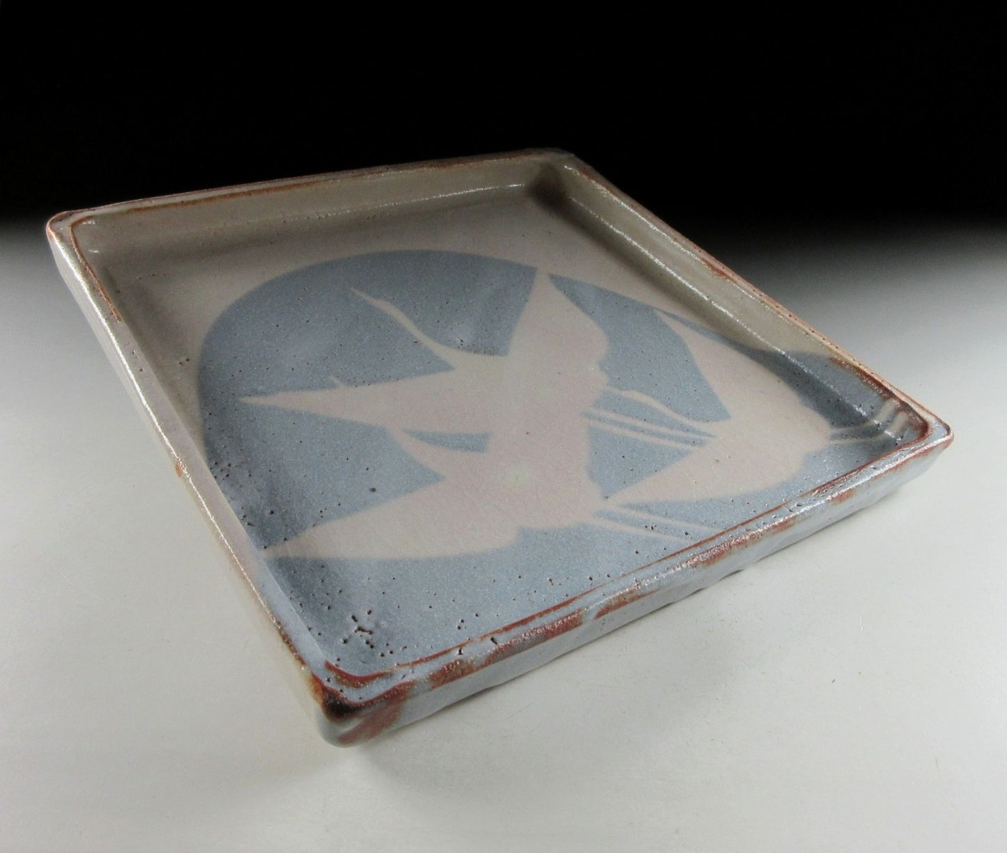 Andou Hidetake Shino Glaze Crane Plate
