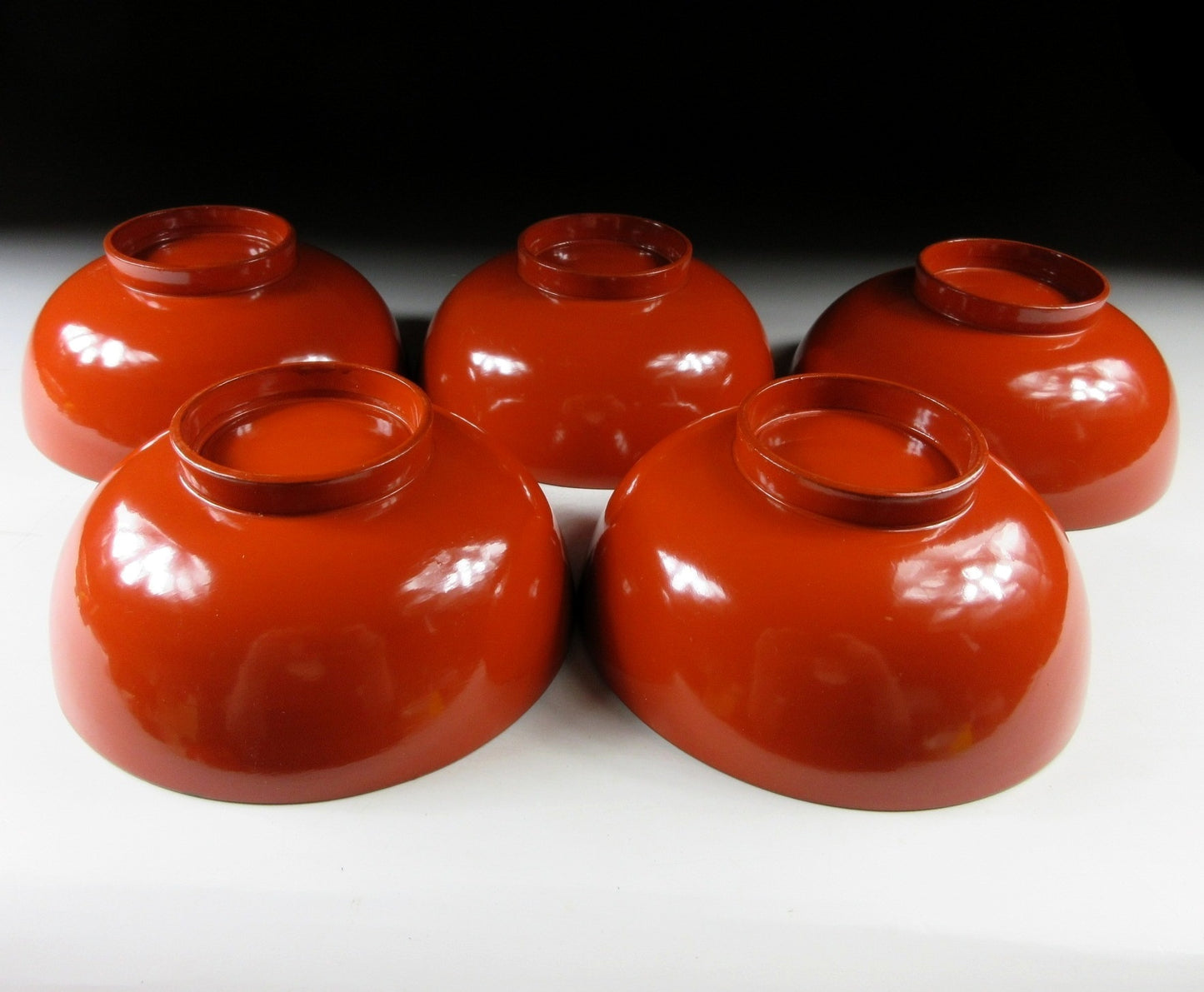 Set of Five Urushi Peony Bowls