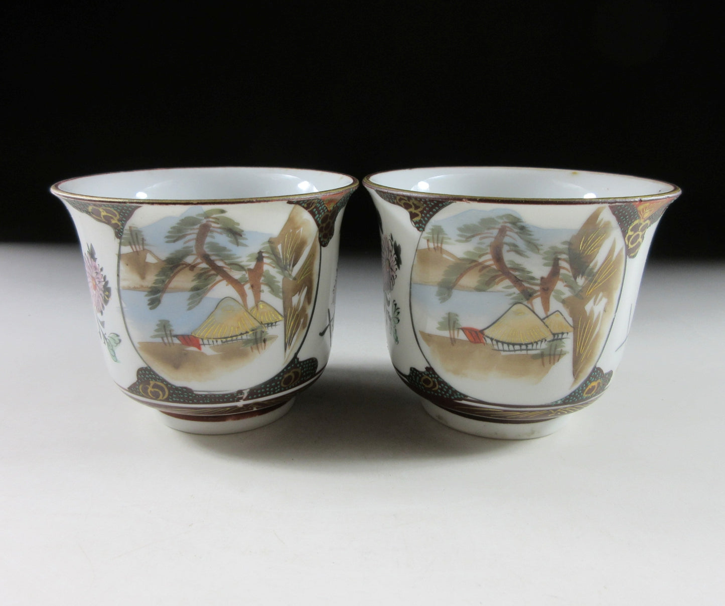 Pair of Antique Kutani-ware Soba Cups