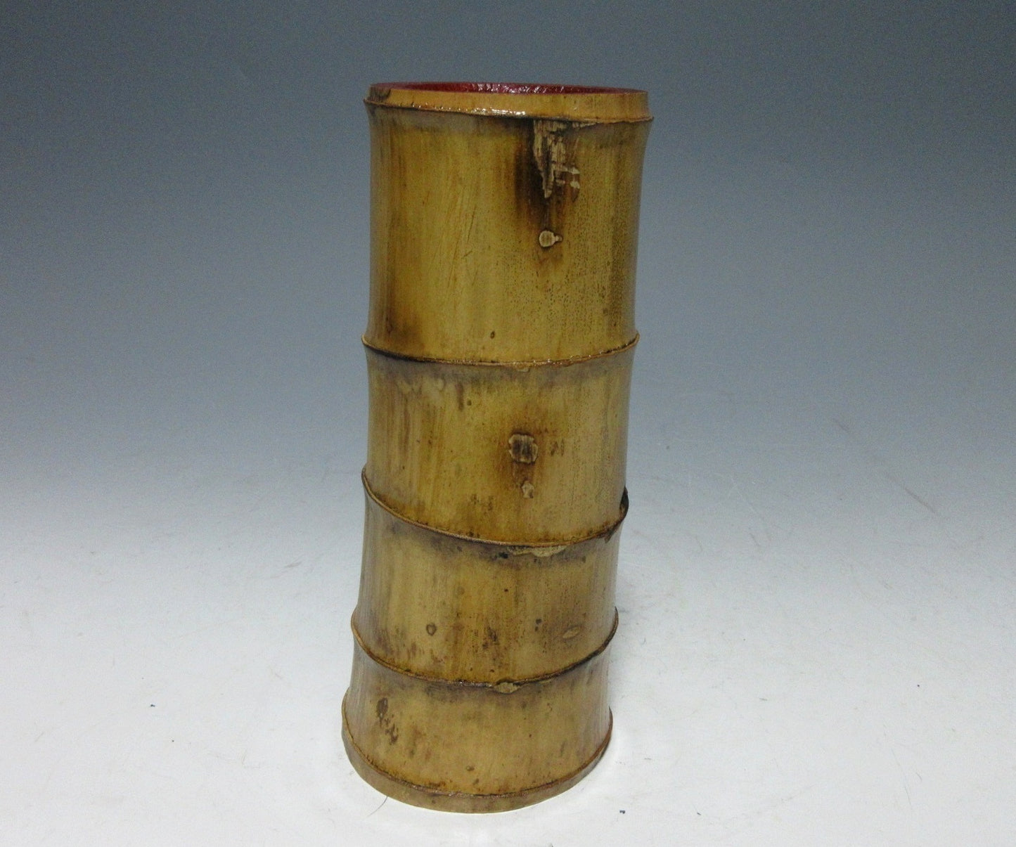 Japanese Bamboo Vase with Red Lacquer Interior