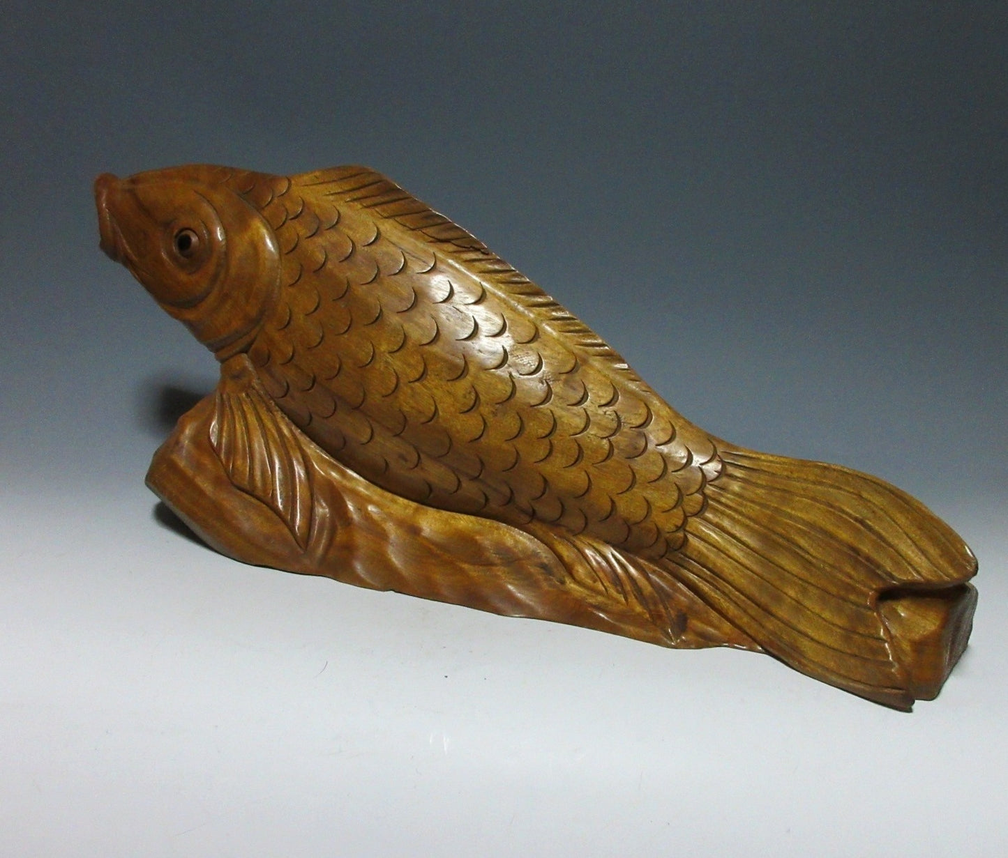 HUGE Ittobori Koi Wood Carving