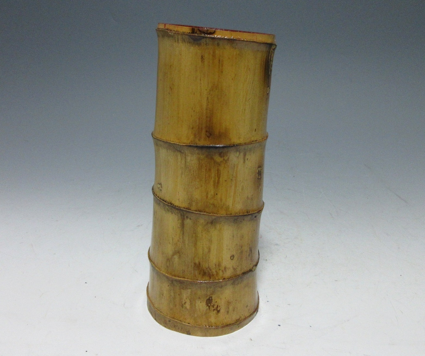 Japanese Bamboo Vase with Red Lacquer Interior