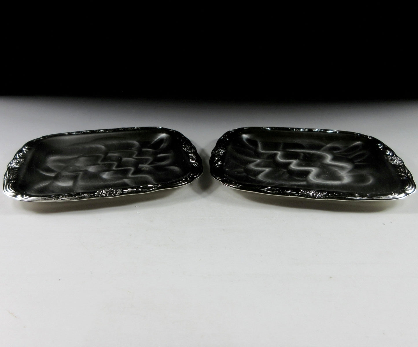 Pair of Swirl Brushed Vanity Trays/Plates