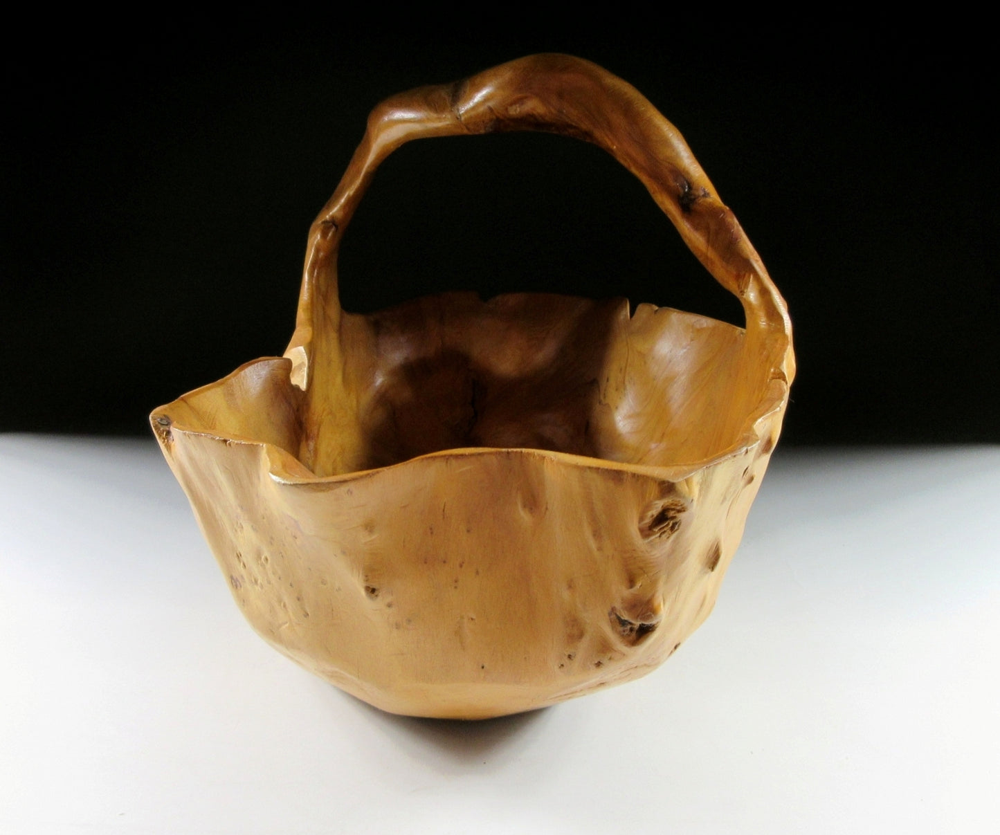 Natural Burl Wood Basket