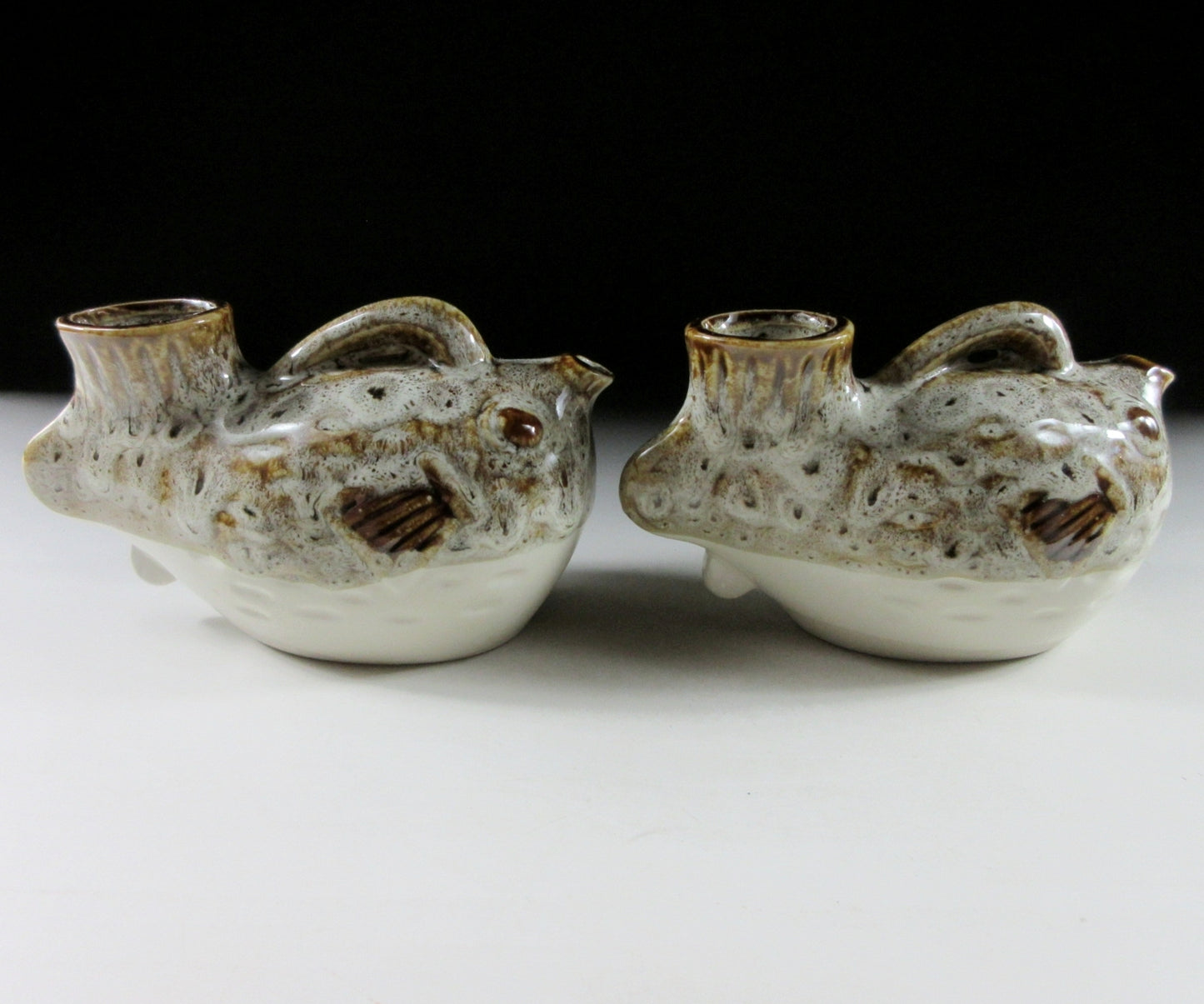 Pair of Vintage Fugu Tokkuri