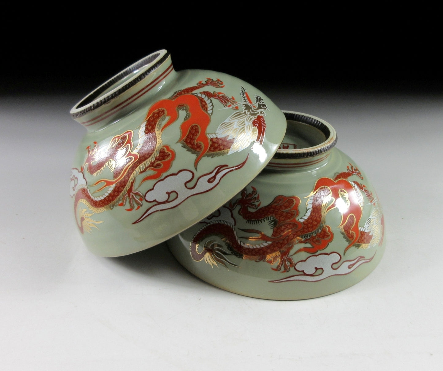Pair of Celadon Glaze Rice Bowls