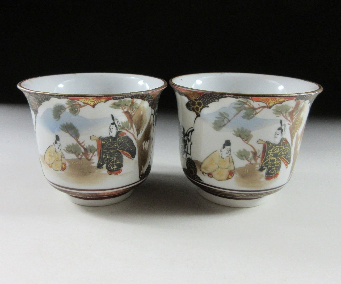 Pair of Antique Kutani-ware Soba Cups