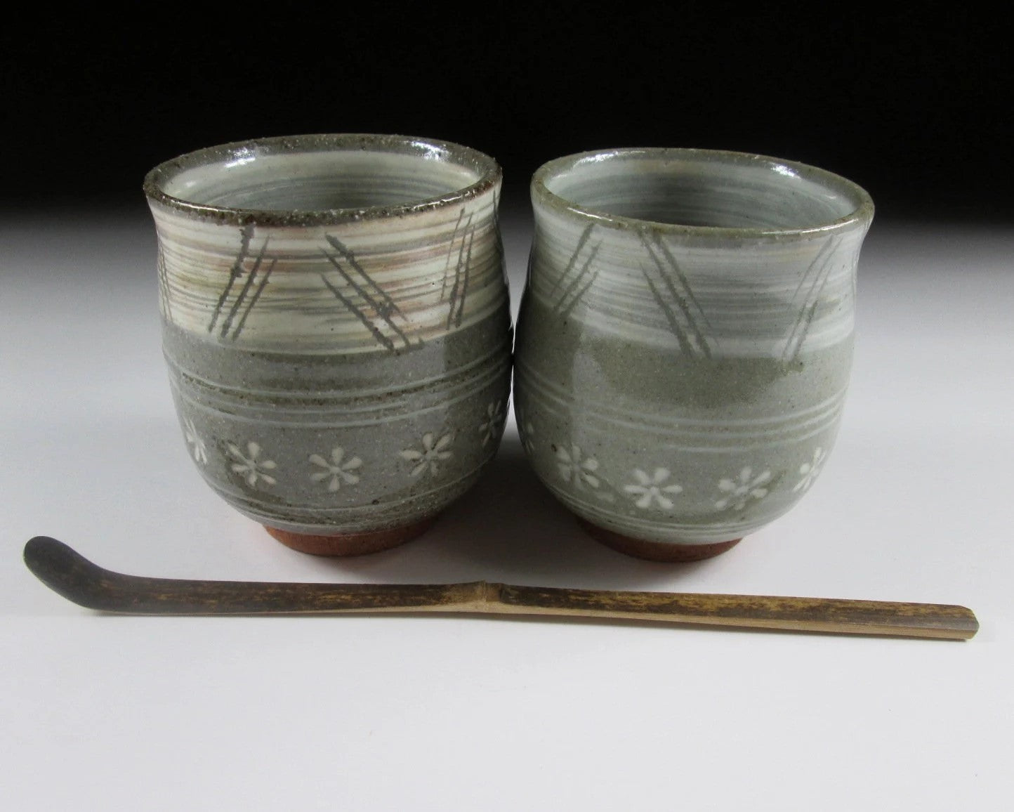 Kyo-ware Mishima Yunomi Tea Cups