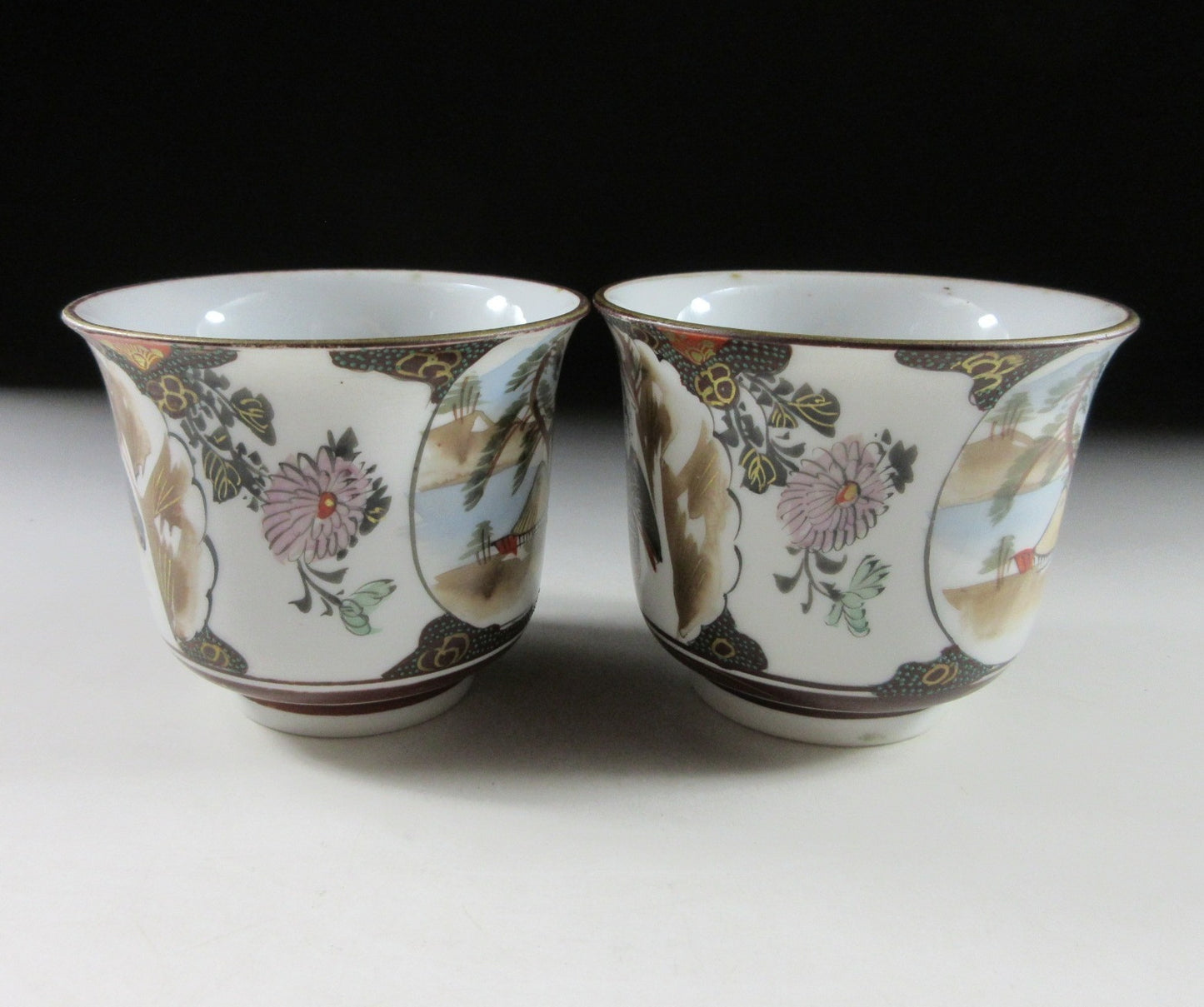 Pair of Antique Kutani-ware Soba Cups