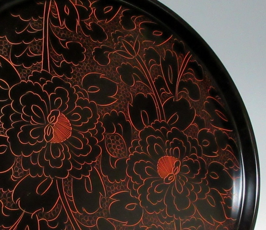 Echizen Lacquerware Botan-bori Tray