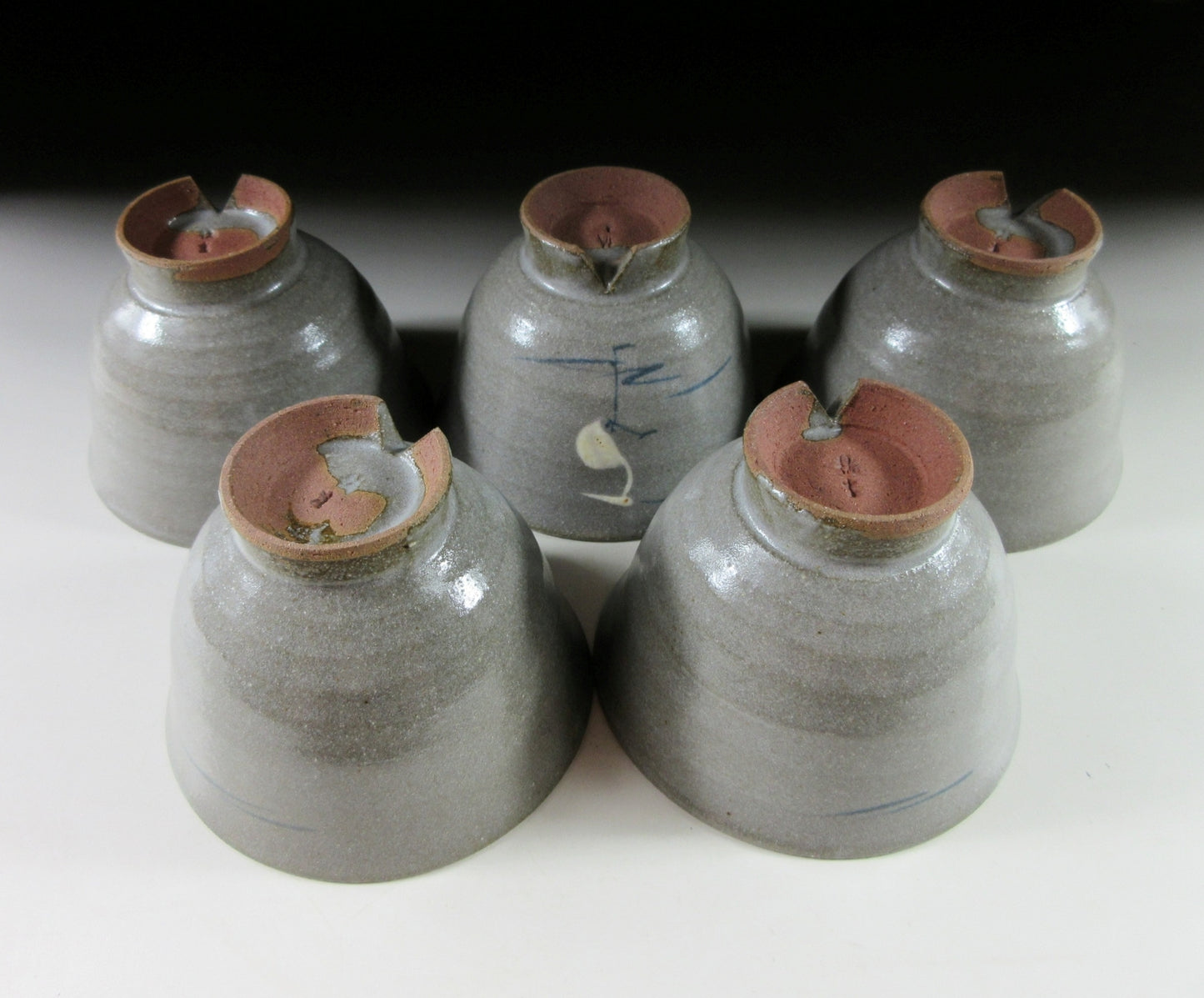 Set of Five Kyo-ware Egret Tea Cups
