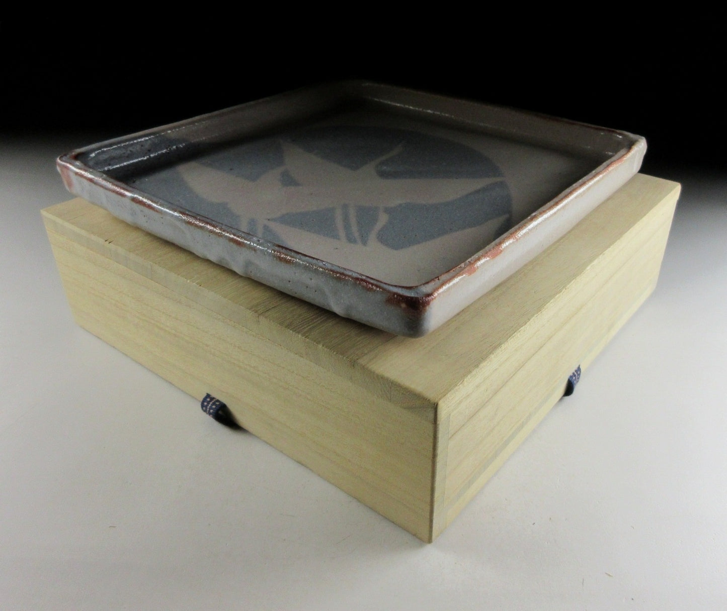 Andou Hidetake Shino Glaze Crane Plate