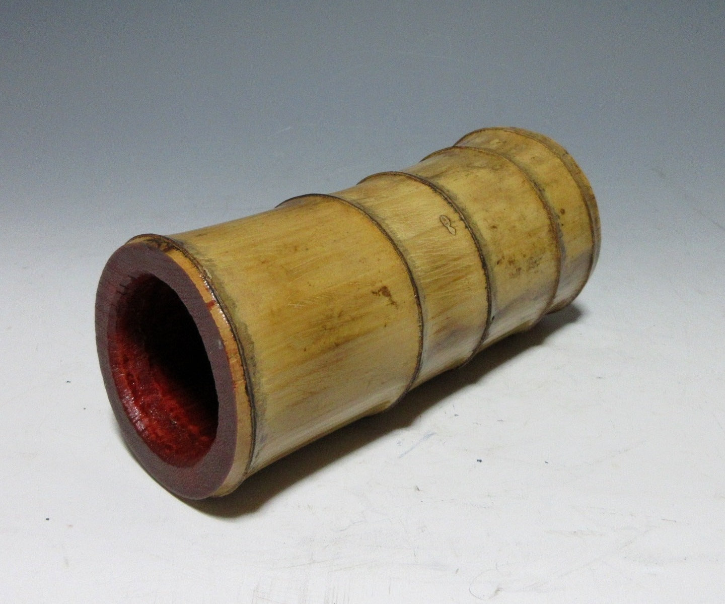 Japanese Bamboo Vase with Red Lacquer Interior