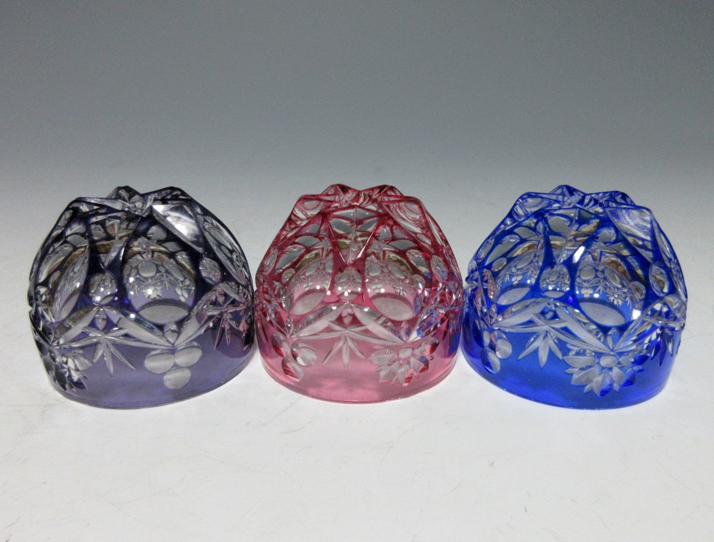 Set of Three Small Edo Kiriko Sake Glasses