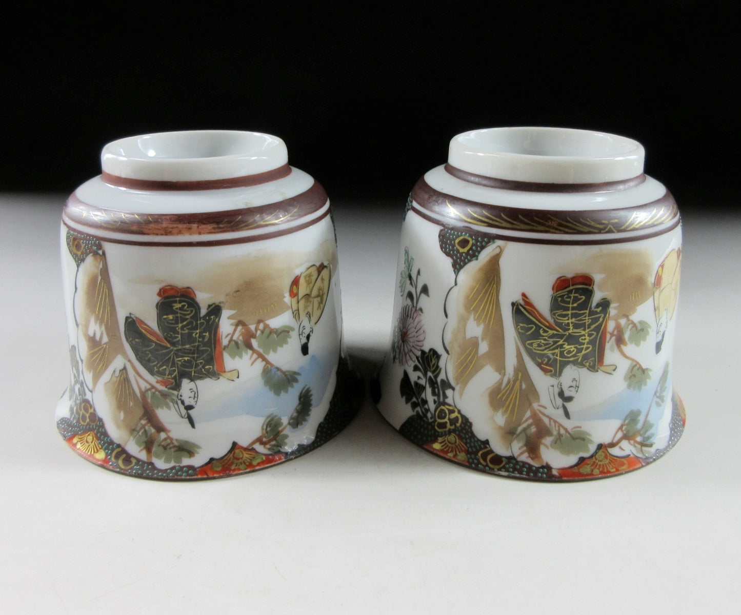 Pair of Antique Kutani-ware Soba Cups