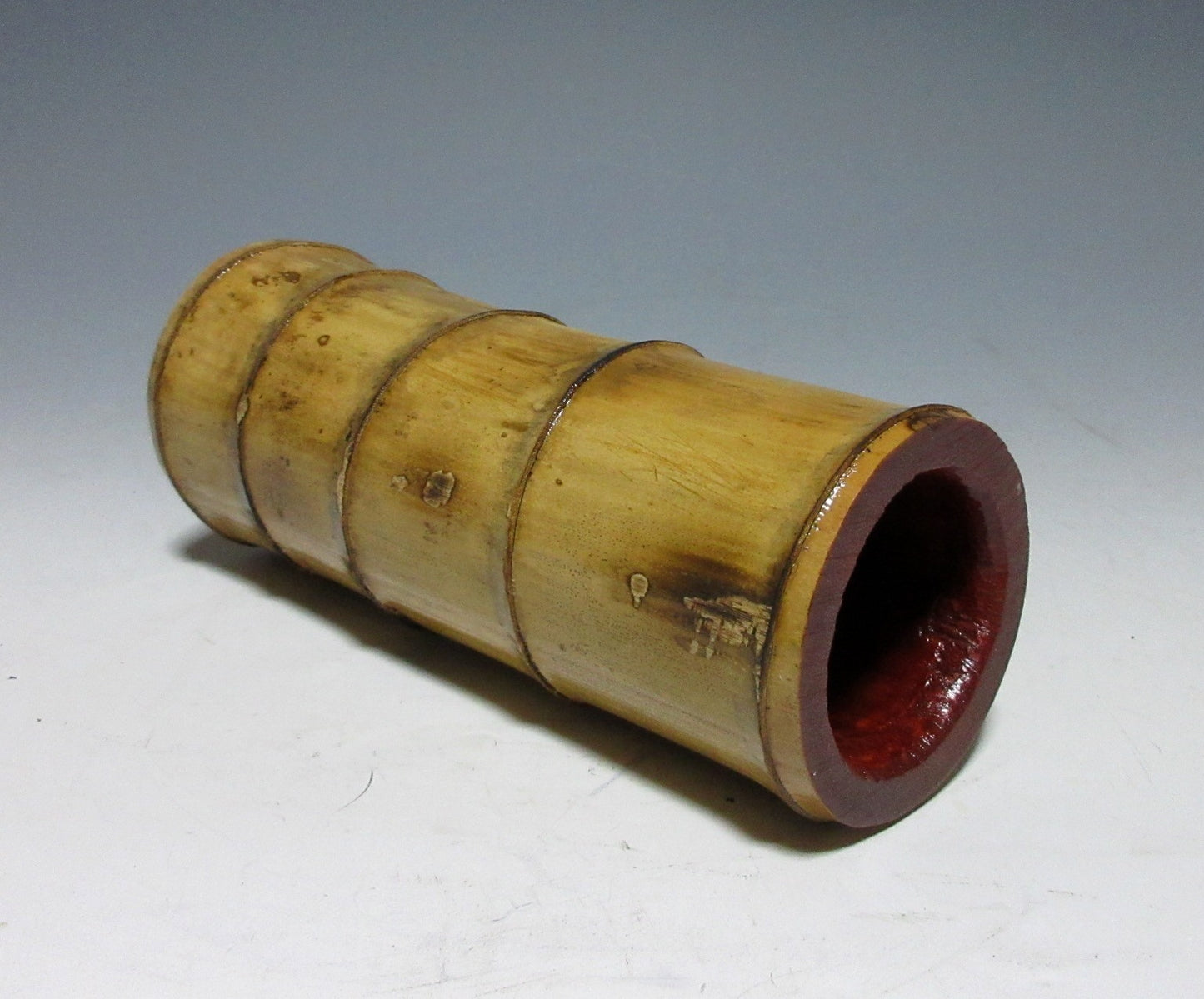 Japanese Bamboo Vase with Red Lacquer Interior