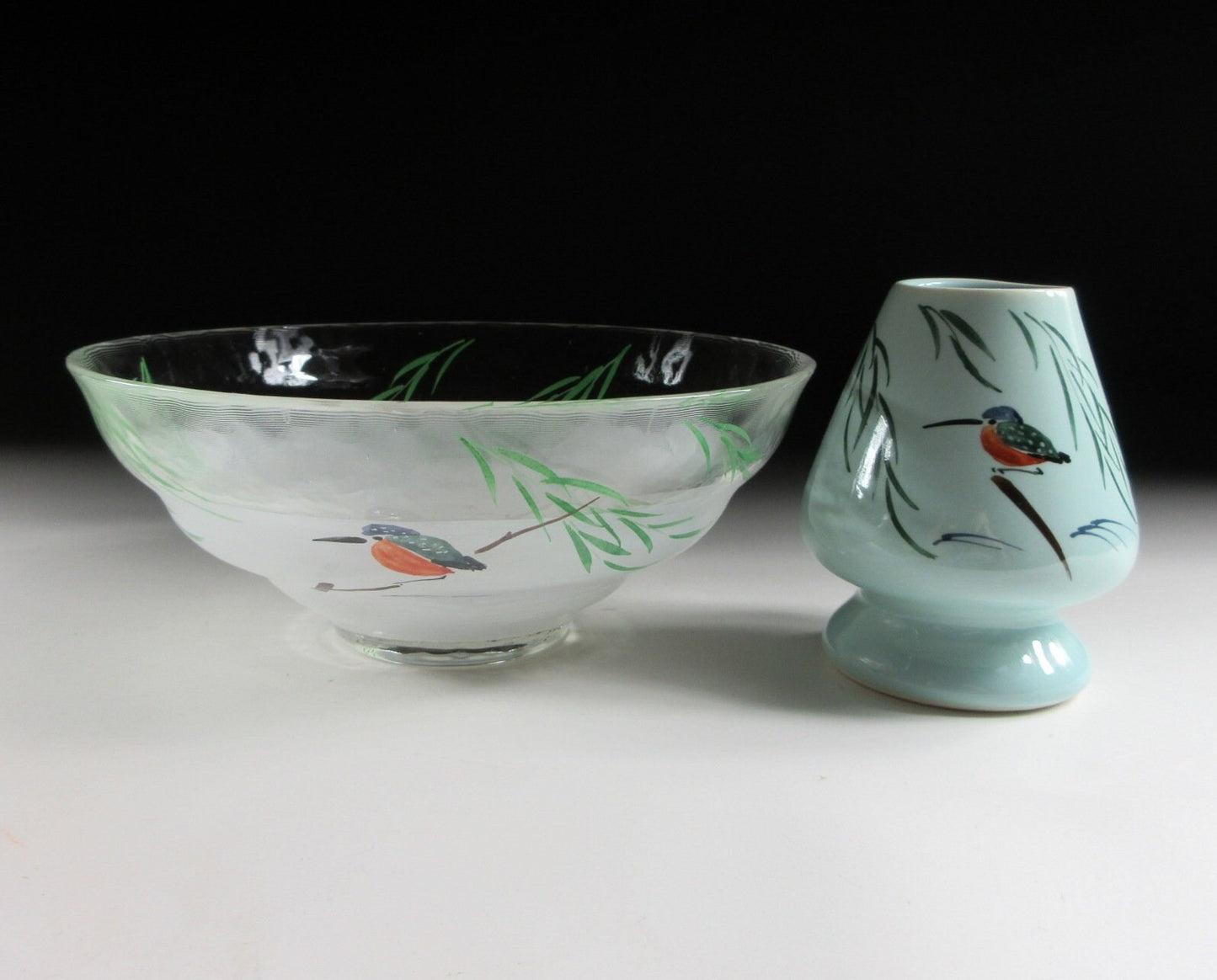 Yagi Kaiho Kingfisher Chawan and Kusenaoshi