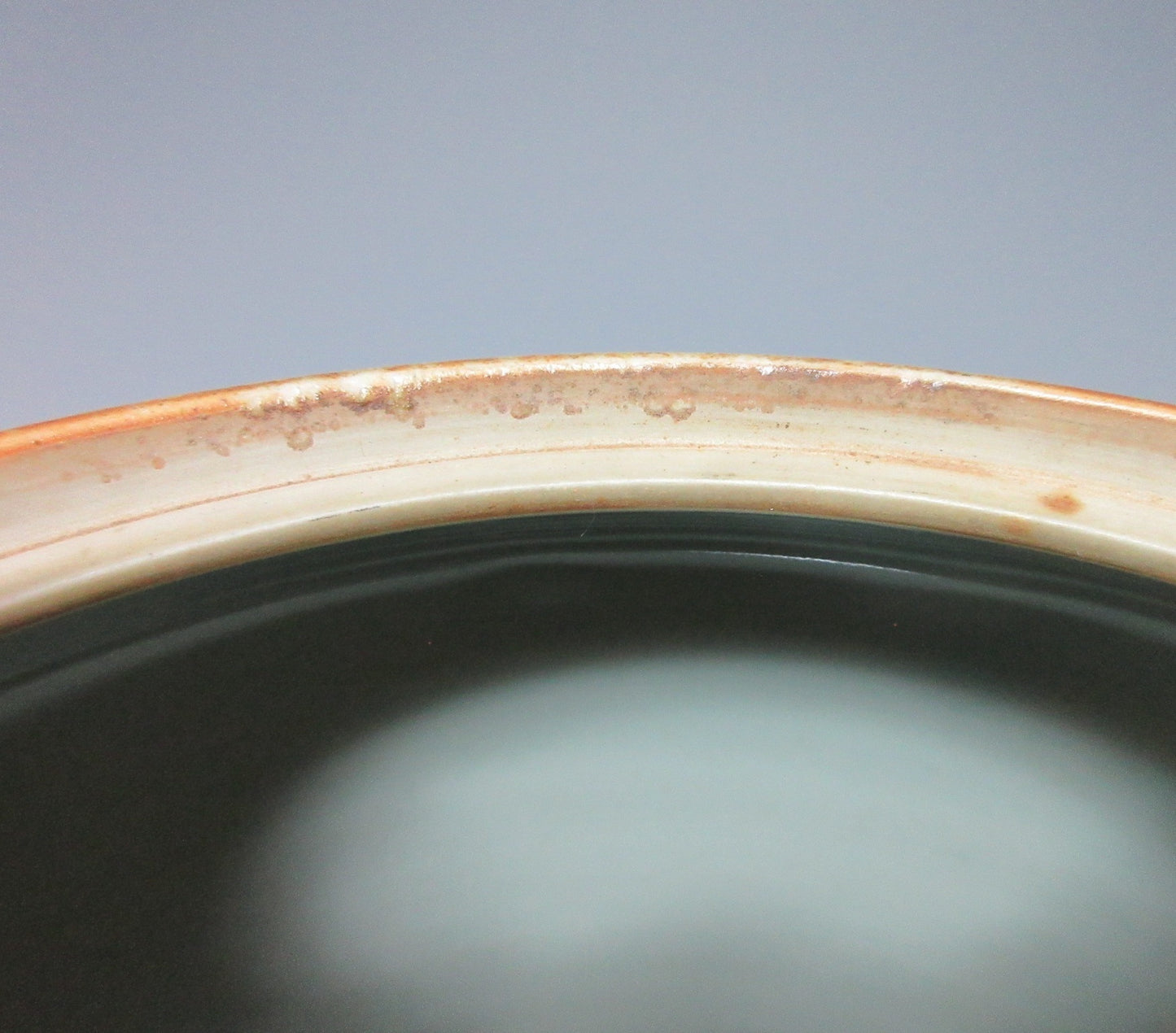 Tezuka Shodo Celadon Glaze and Iron Spot Mizusashi