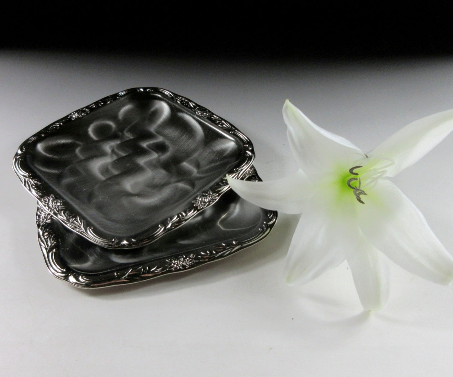 Pair of Swirl Brushed Vanity Trays/Plates